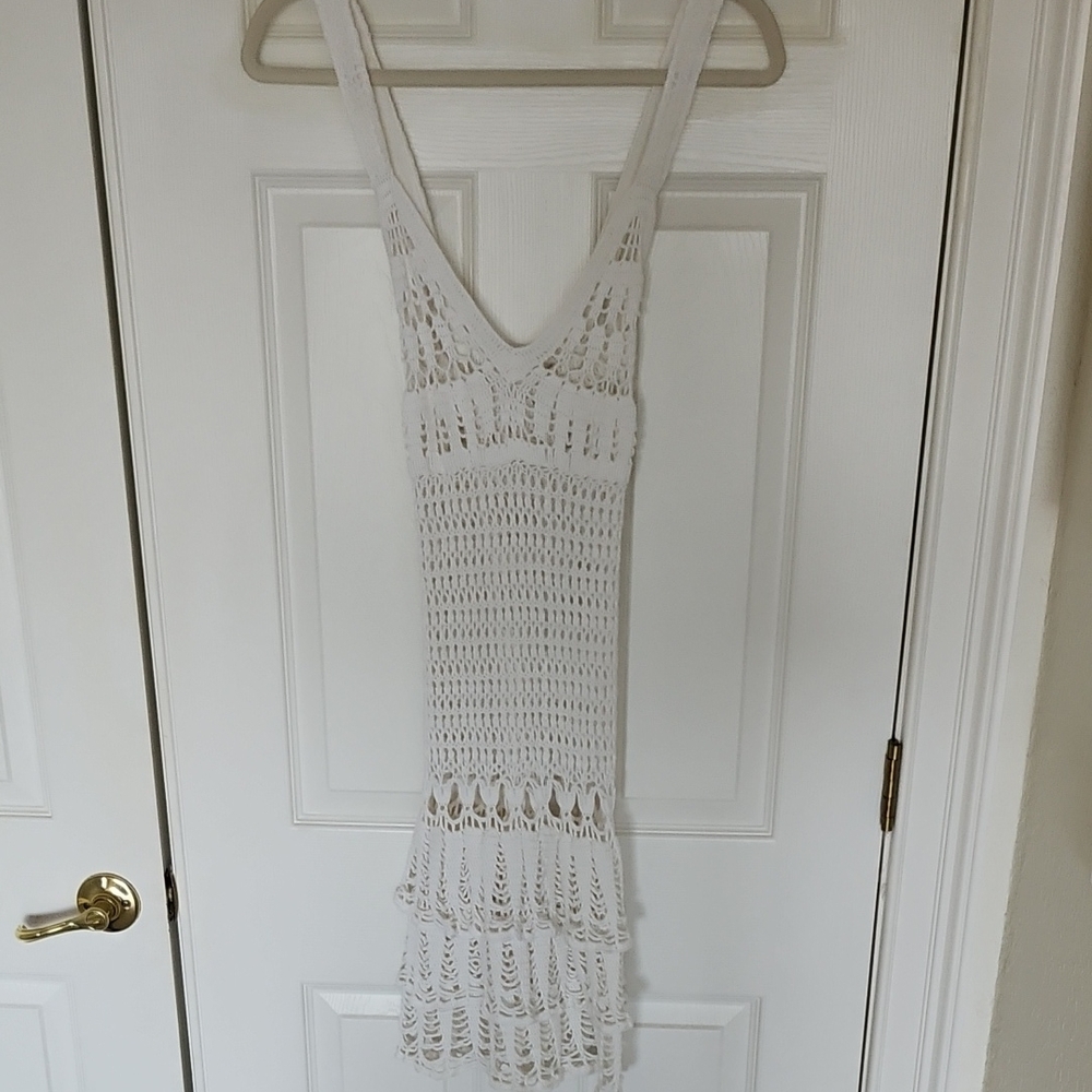 White Crochet Sleeveless Dress